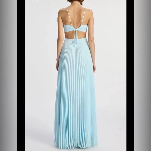 A.L.C Moira Satin Pleated Maxi Dress 4 - Picture 2 of 11